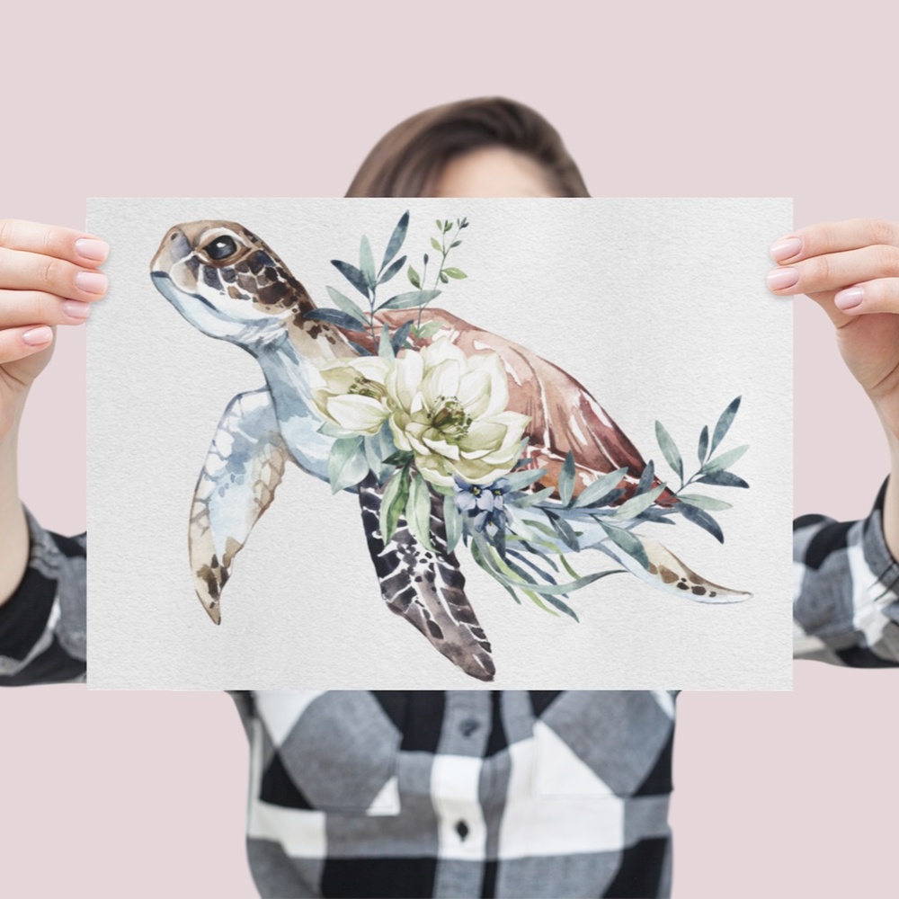 Wall Art Watercolor Sea Turtle Print Poster Unframed - Picture 6 of 15